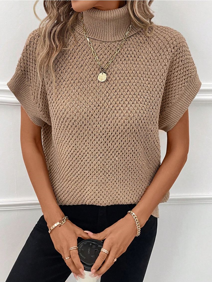 SHEIN LUNE Turtleneck Batwing Sleeve Sweater Vest