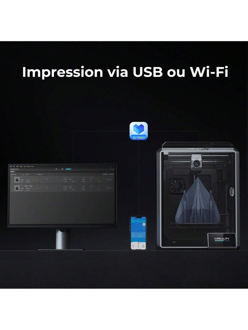 Creality K1 3D Printer - 600 mm/s High-Speed, Upgraded 0.1 mm Smooth Detail, Auto Leveling, Dual Fans Cooler, Straight Out of The Box for Beginners, Printing Size 8.66x8.66x9.84 inch