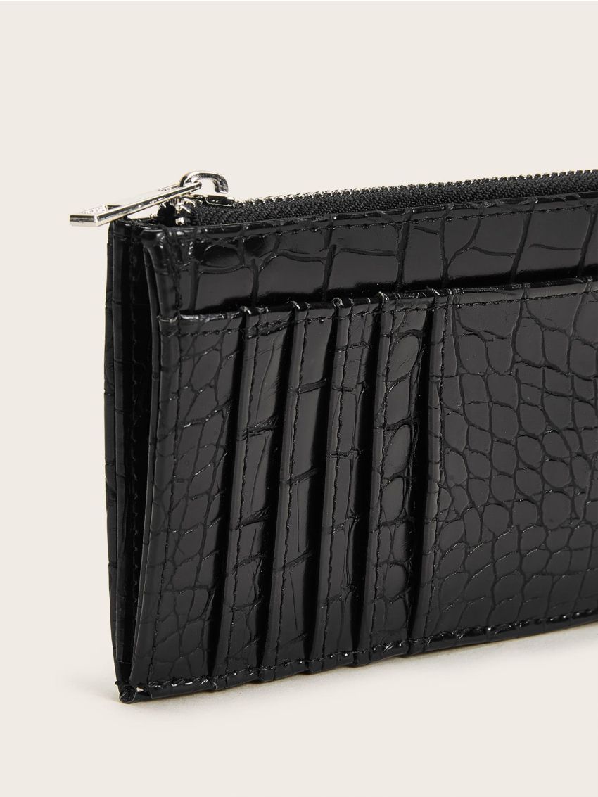 Croc Embossed Purse With Card Holder