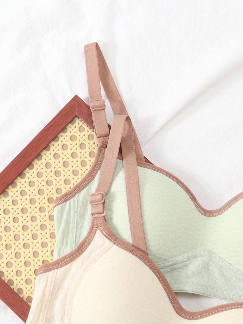 Tween Girls' Color Block Bra With Rolled Hem