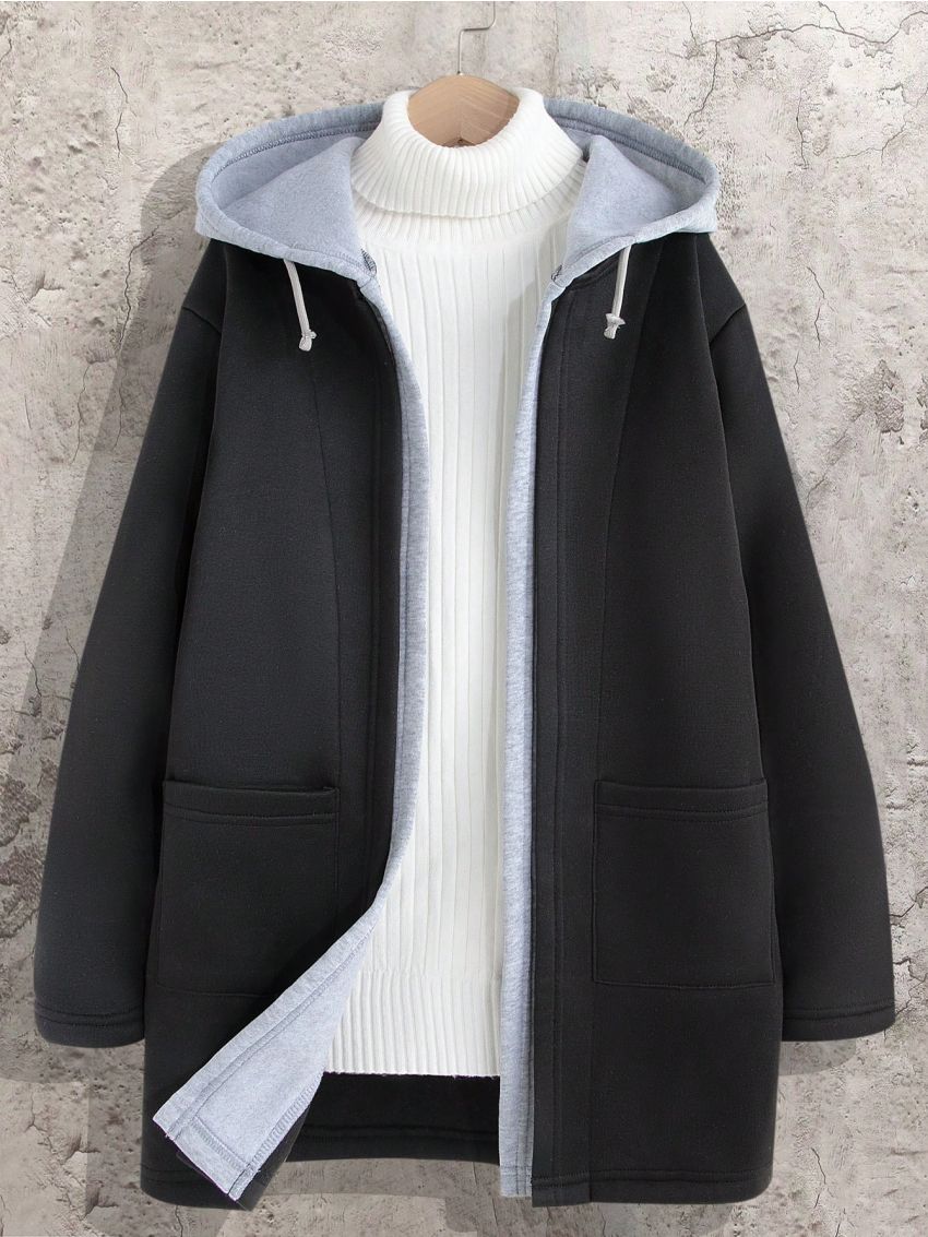 SHEIN Tween Boy Colorblock Hooded Knit Longline Cardigan Family Matching Set (Sold Separately)