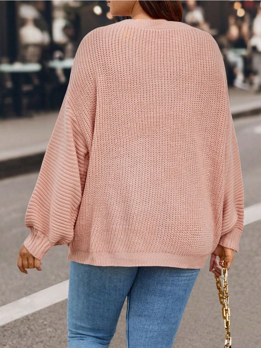 SHEIN LUNE Plus Size Women'S Sweater With Dropped Shoulder