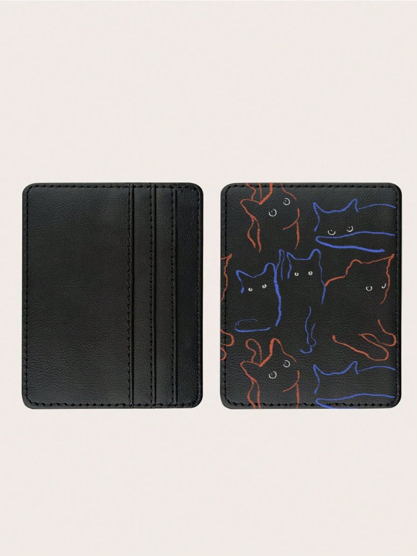 Oh Thais 1pc Stylish Multifunctional Black Cat Cardholder