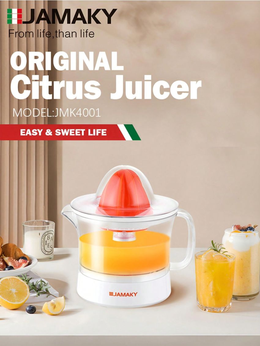 Original Citrus Juicer Orange Juice Machine 500Ml Capacity 25W Power Push Start for Family Breakfast Office Dormitory Red