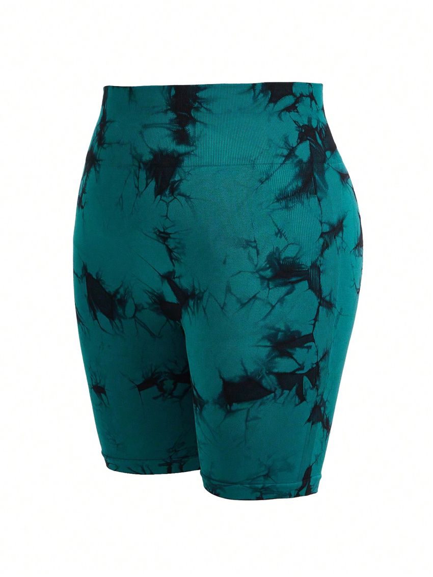 Yoga Basic Plus Size Tie-Dye Sports Shorts