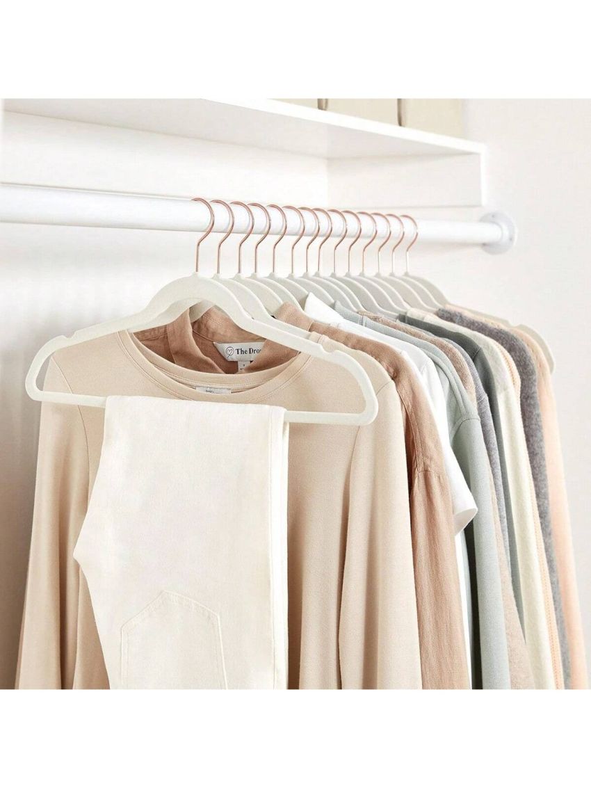 Velvet Slim Clothes hangers,Non Slip Suit Clothes Hangers,Ivory,Pack of 100
