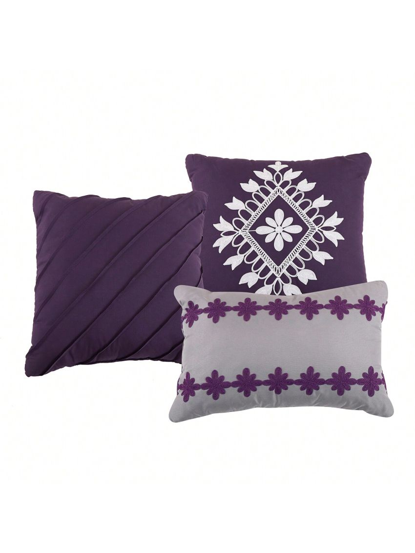 7 Piece Embroidered Design Comforter Set Bed in a Bag