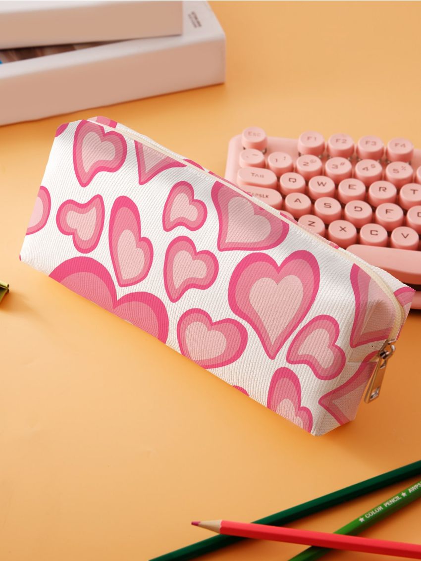 1pc Heart Pattern Pencil Bag