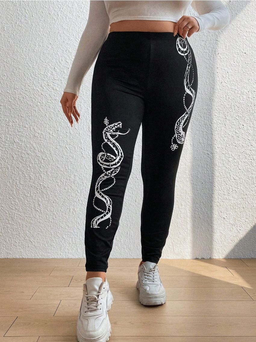 Women's Plus Size Snake Print Leggings