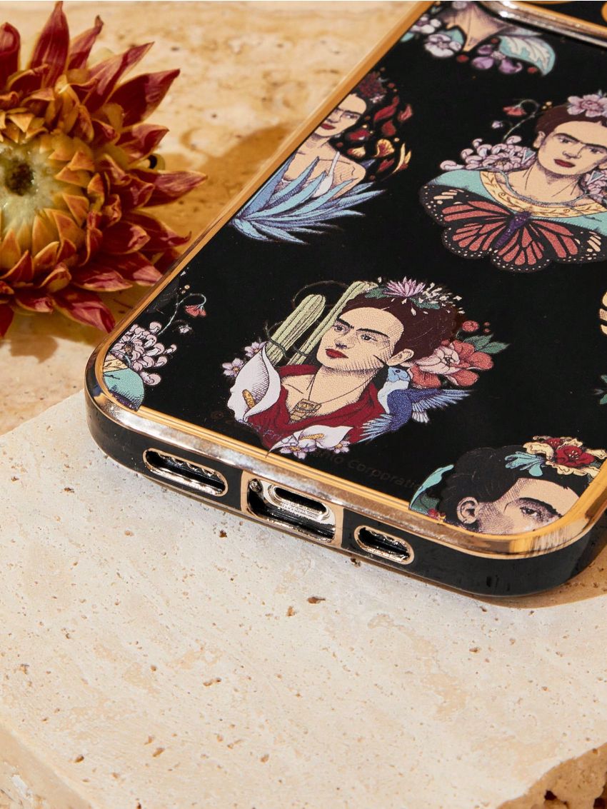 Frida Kahlo X SHEIN Flower & Figure Graphic Phone Case