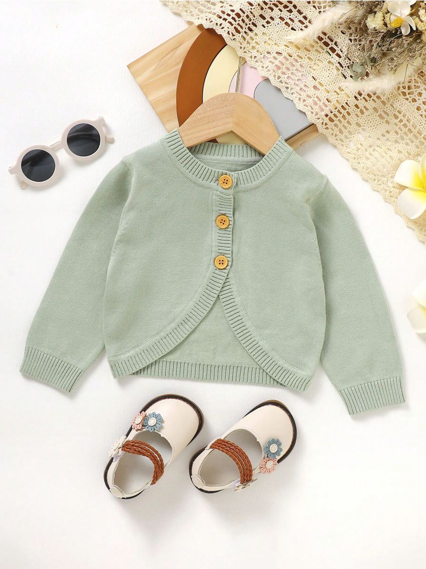 Infant Button Up Cardigan With Irregular Hem