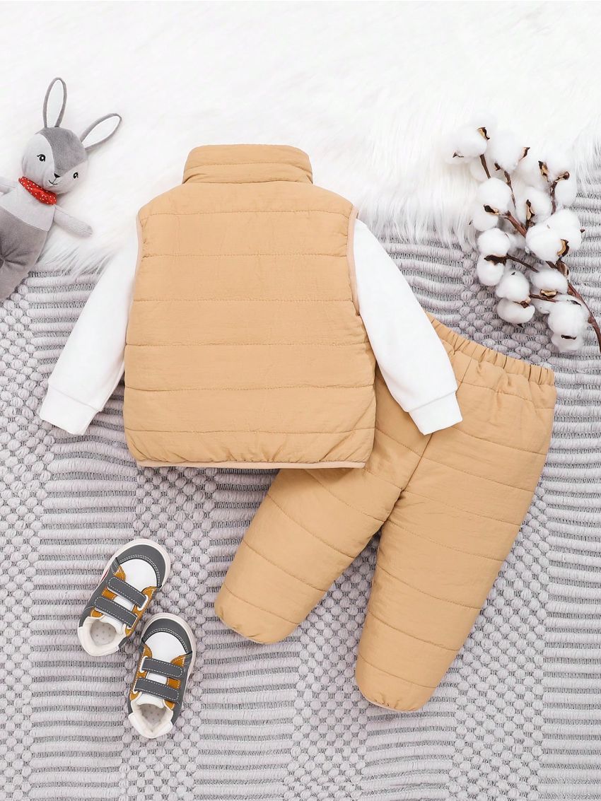 SHEIN Baby Boy Flap Pocket Vest Jacket & Pants