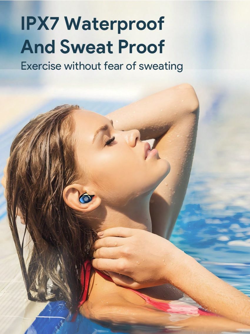 Teckwe Wireless Earbuds,High-End Wireless Headphones With LED Power Display,Noise Canceling, IPX7 Waterproof,Weightless And Comfortable In-Ear & 8MM Speaker,3Hrs Play Continuously & The Charging Box Can Be Charged 15 Times Perfect Gift For Birthdays