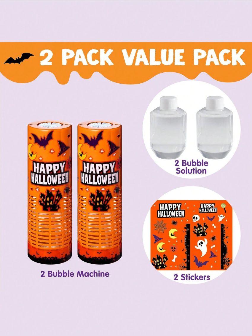 JOYIN 2 PCS Halloween Light Up Bubble Machine Toys, Glowing Automatic Bubble Blower Maker with Light for Kids Outdoor Toys, LED Bubble Blower Wand, Halloween Party Favors, Wedding, Birthday Gift Toy