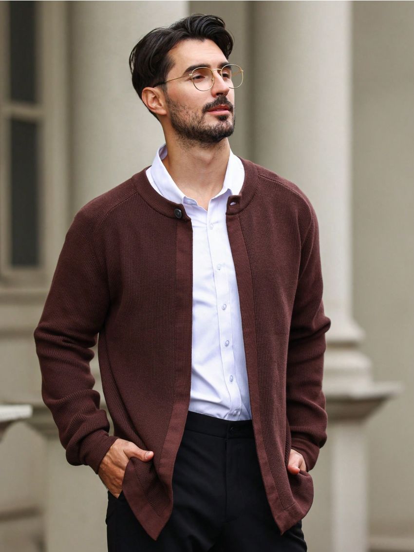 Men's Long Sleeve Button-up Cardigan Sweater