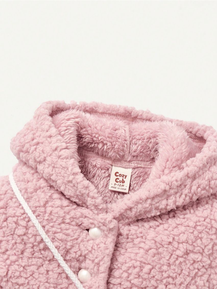 Cozy Cub Baby Girl Hooded Teddy Coat With Bag