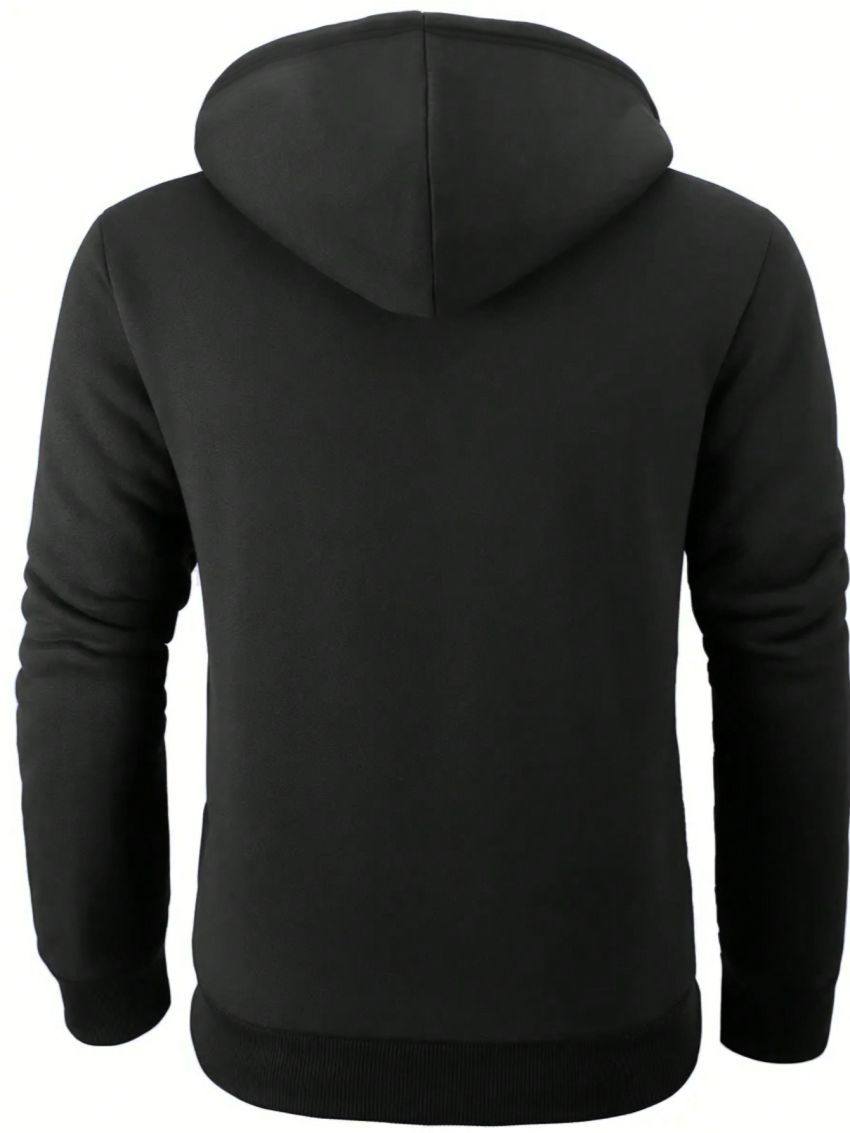 Men's Zipper Hooded Fleece Sweatshirt With Drawstring