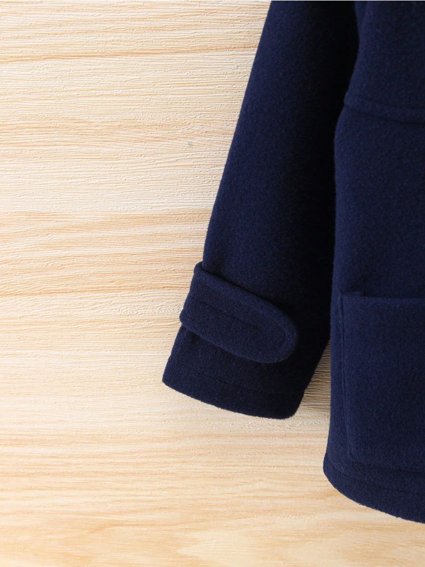 Young Girl Dual Pocket Hooded Duffle Overcoat