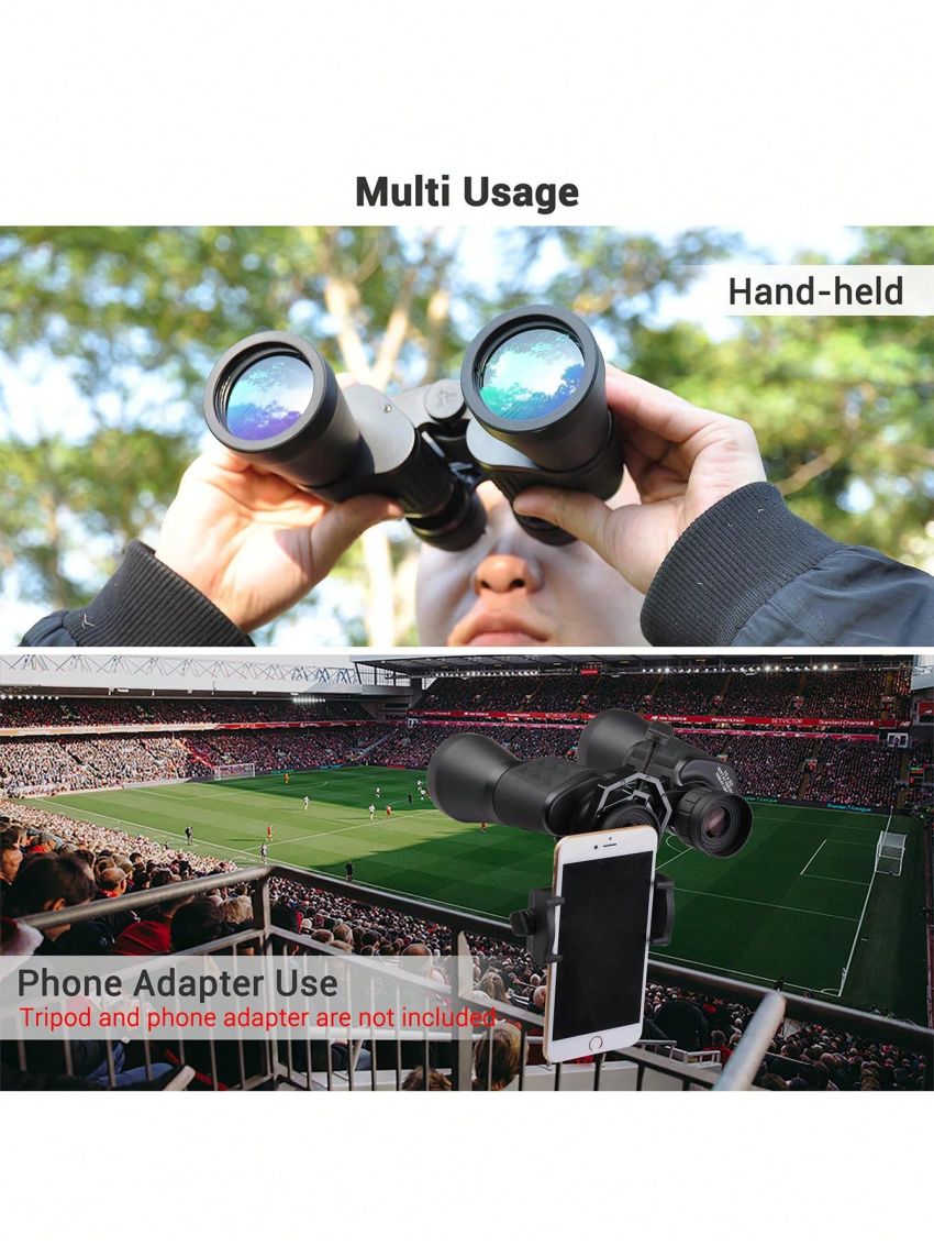 HD Waterproof 10-22x50 Zoom Binoculars BAK-7 Porro Prism Wide Angle Compact Telescope Day Vision Black