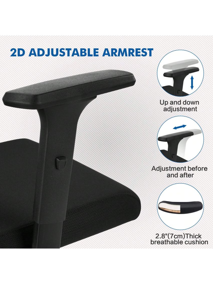 Ergonomic Office Chair with Adjustable Headrest, Lumbar Support, Mesh Desk Chair, Swivel Executive Task Chair, Computer Chair