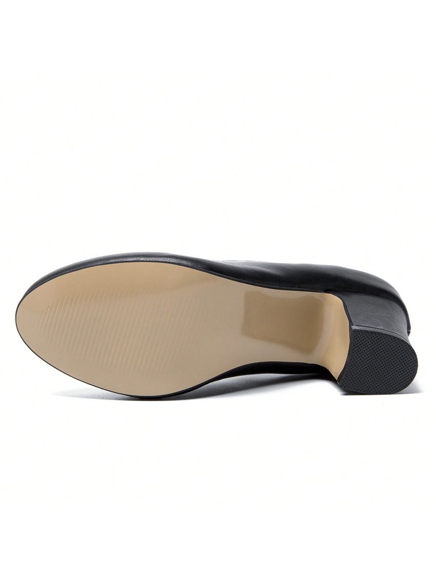 Women's Ankle Strap Low Block Chunky Heels Pumps Closed Round Toe Dress Wedding Office Work Shoes