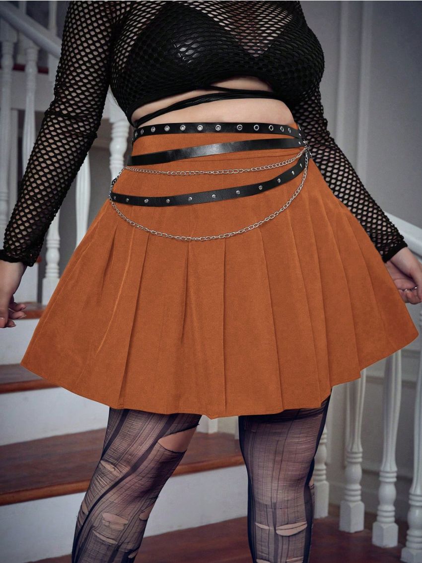 PUNK Plus Size Women's Pleated Short Skirt