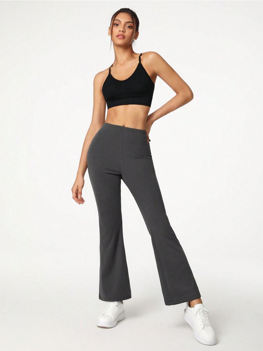 GIOIA TANG Solid Color High-Waist Flared Leggings