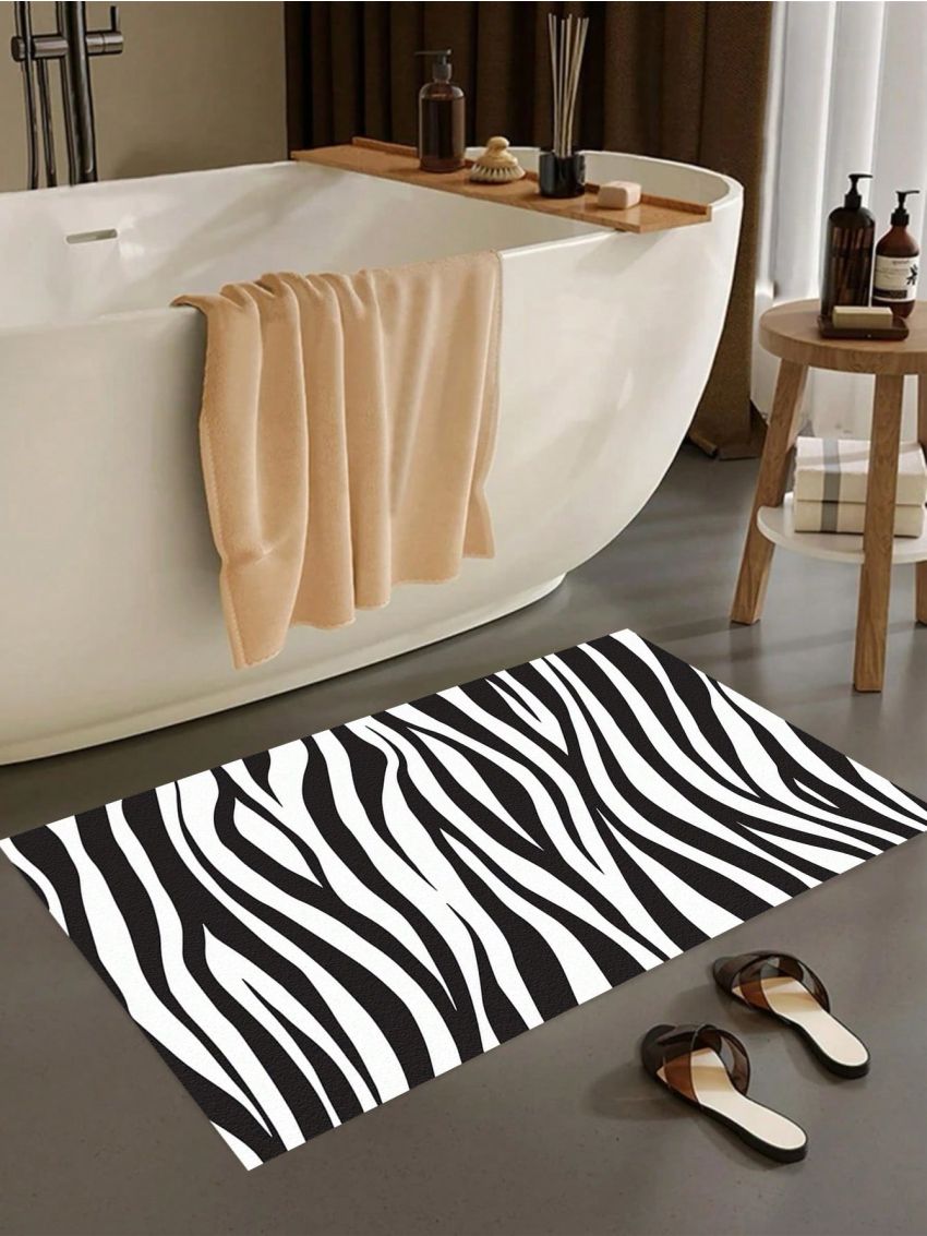 SHEIN Zebra-striped Waterproof Anti-slip Living Room & Kitchen Rug