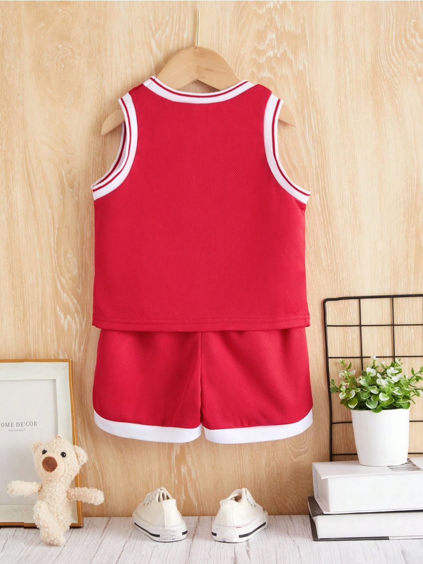 Street Style Breathable Basketball Suit Mesh Design Baby Boy Sportswear Set