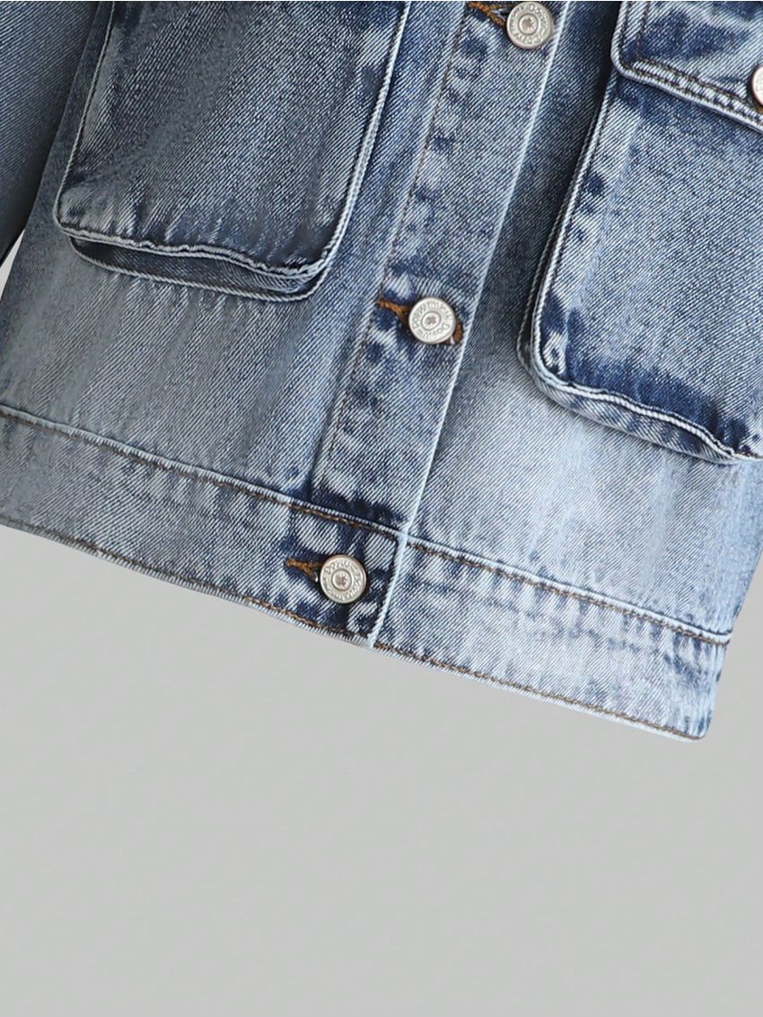 Teen Girl Flap Pocket Denim Jacket