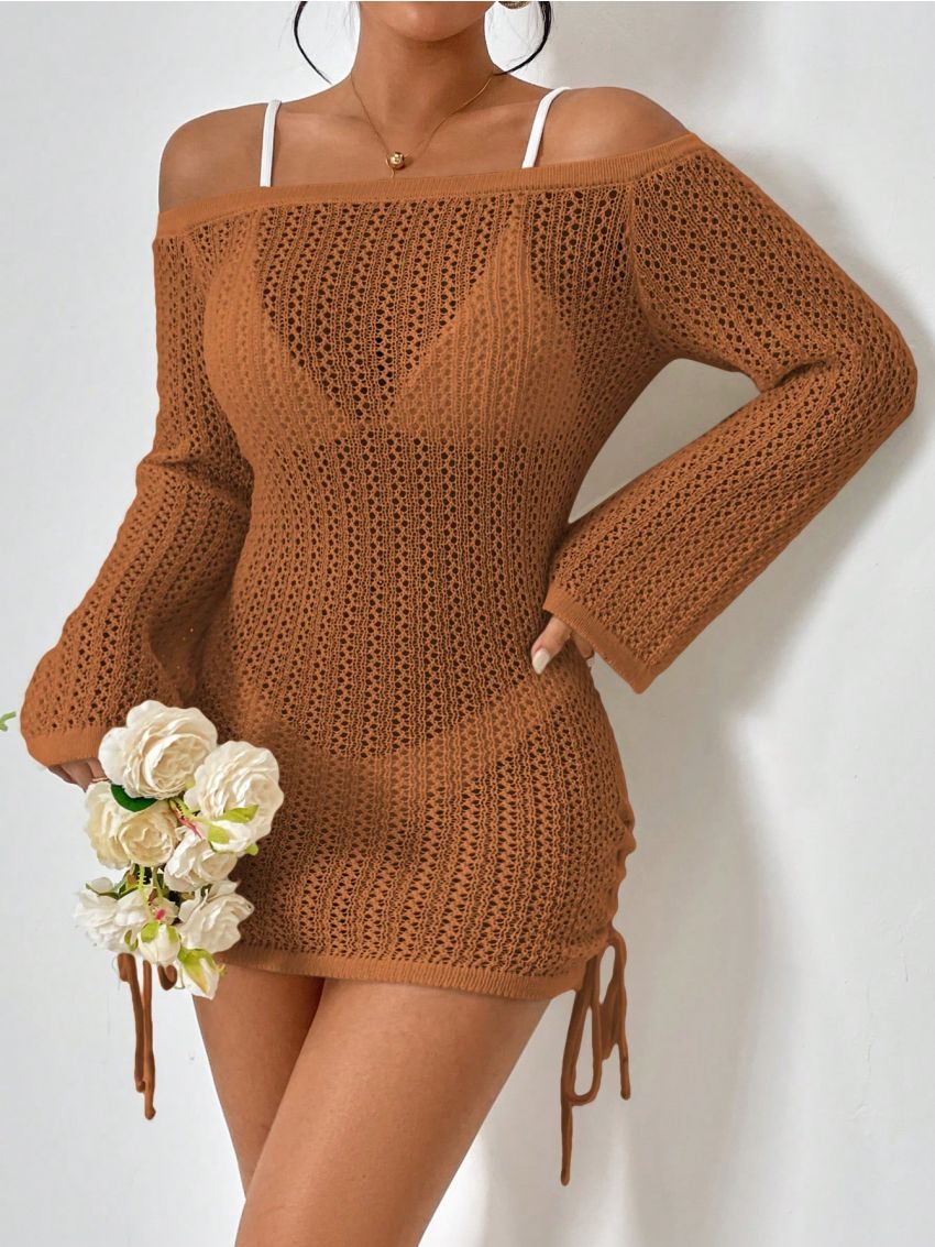 SHEIN Essnce Off Shoulder Cover Up Dress (bikini Not Included)