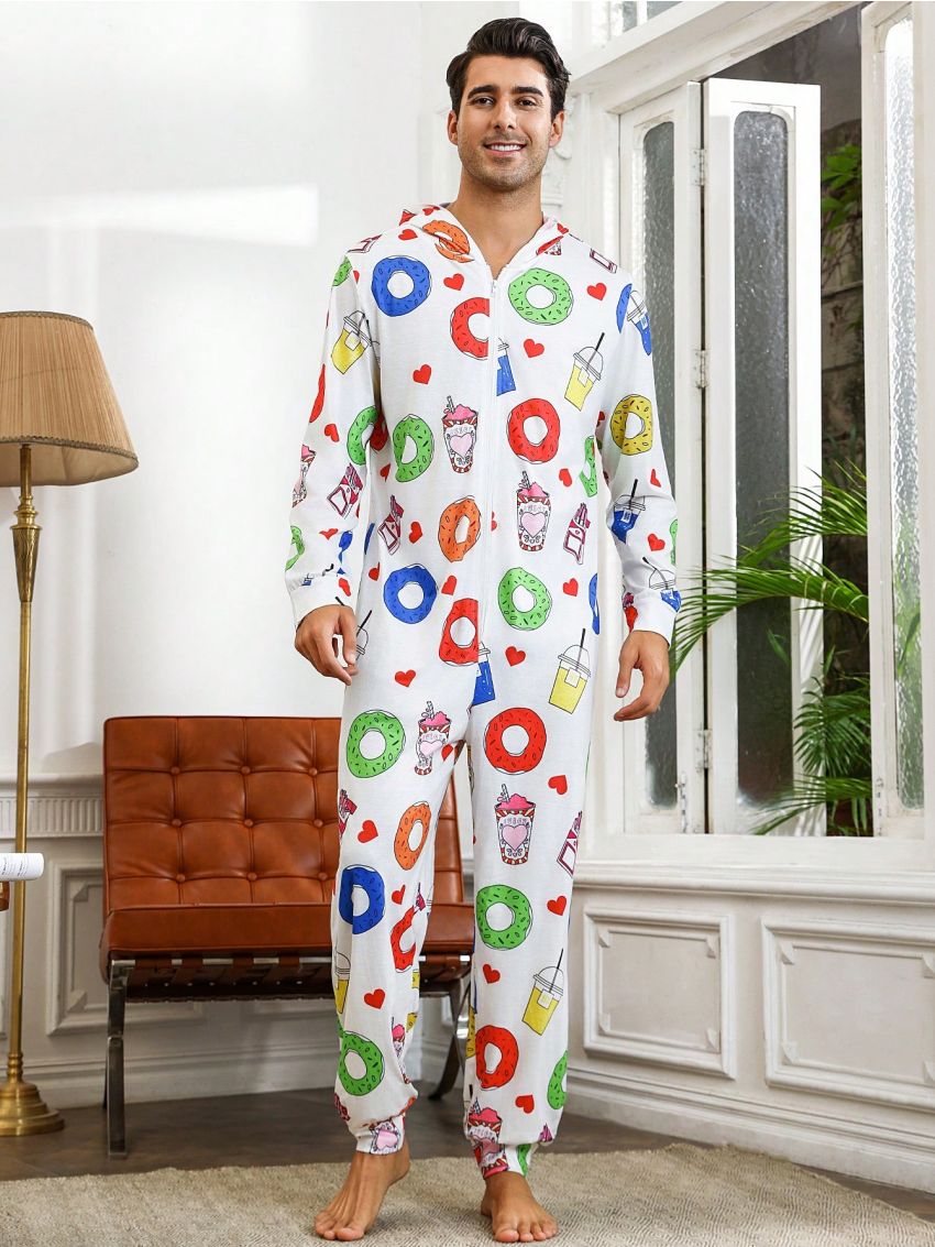 Men'S Donut Pattern Printed Pajamas