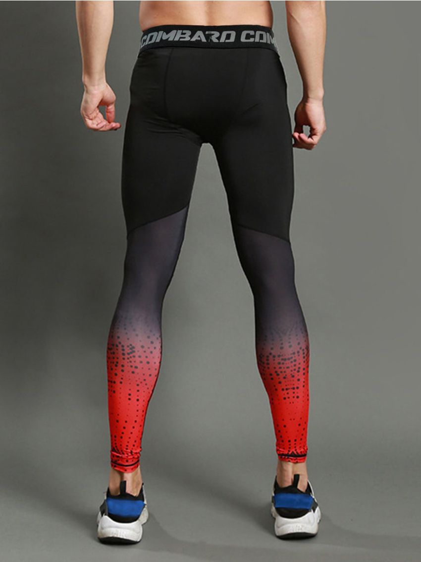 Fitness Men Ombre Letter Graphic Sports Tights