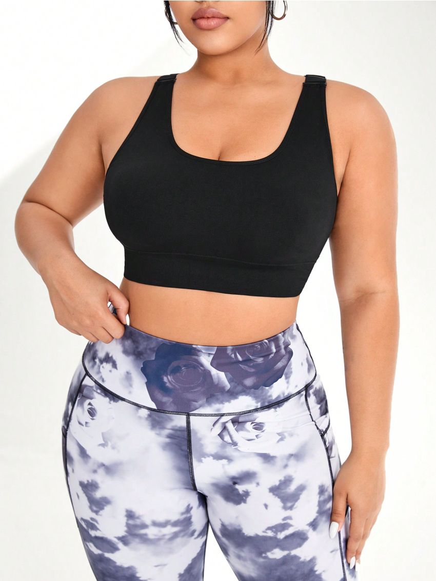 Yoga Basic Plus Size Seamless Sports Bra With Criss-Cross Back Strap For Better Support