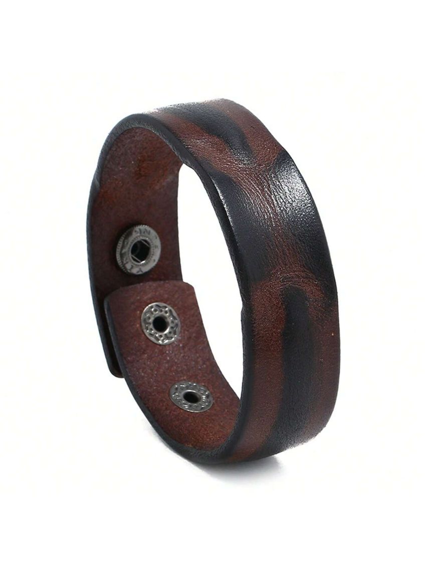 1Pc Fashion Men's Leather Bracelets Simple Vintage Belt Bangles Bracelet Punk Unisex Jewelry
