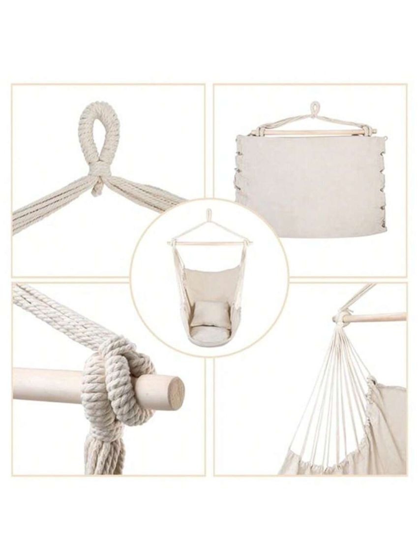 Hammock Chair Durable Solid Color Hanging Chair With Two Pillow For Home Decoration