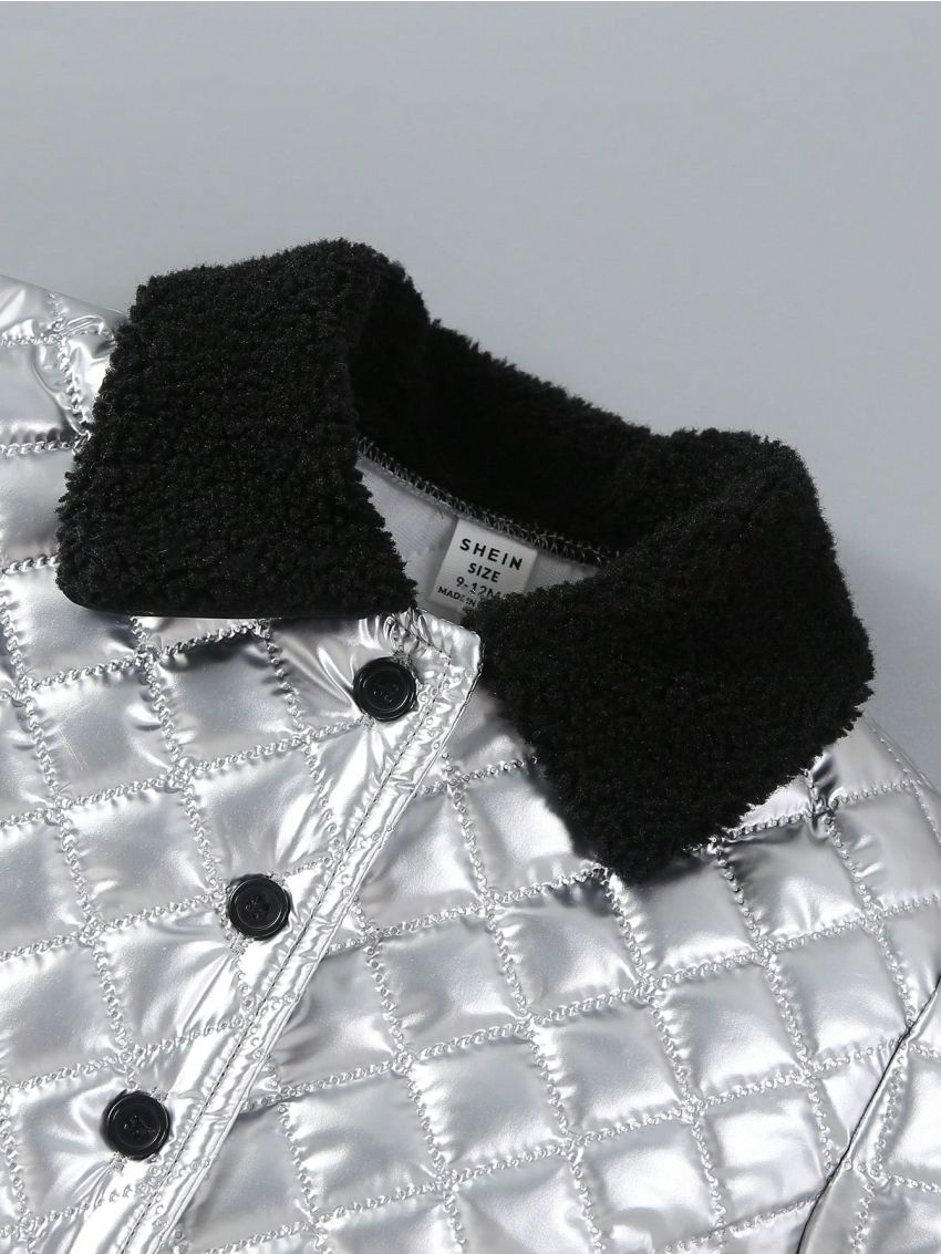 Thickened Infant & Toddler Boys' Fashionable Black Winter Jacket For Cold Weather