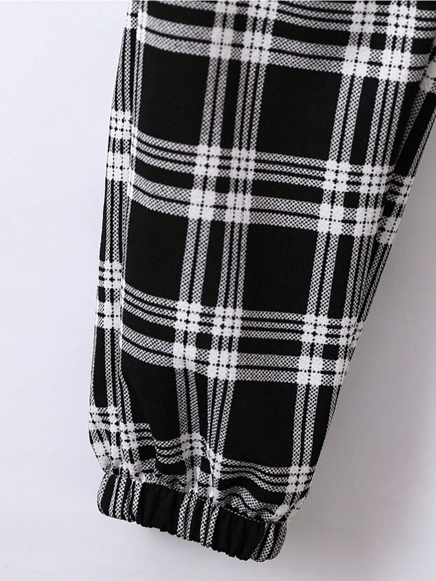 SHEIN Plaid Print Side Slant Pocket Pants