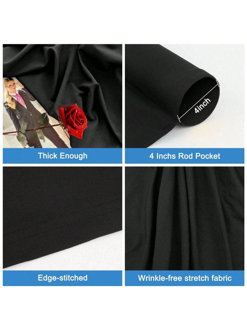 10x10FT Black Backdrop Curtains for Party Wedding Baby Shower Birthday Photoshoot Halloween Decorations, Thick Wrinkle Free Polyester Black Background Drapes with Rod Pockets, 5x10FT 2 Panels
