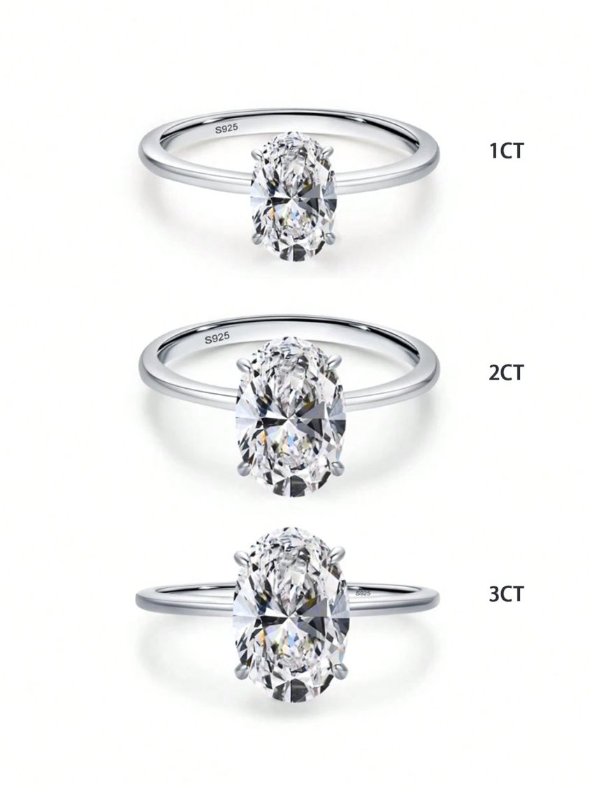 1pc 1ct Pigeon Egg Promise Ring Ladies Jewelry For Women Wedding Prom s925 Sterling Silver Luxury Elegant Ring Fine Jewelry Gift For Girls Daily Dating Party Decor