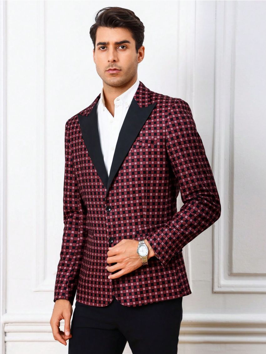 Manfinity Mode Men's Slim-fit Plaid Blazer