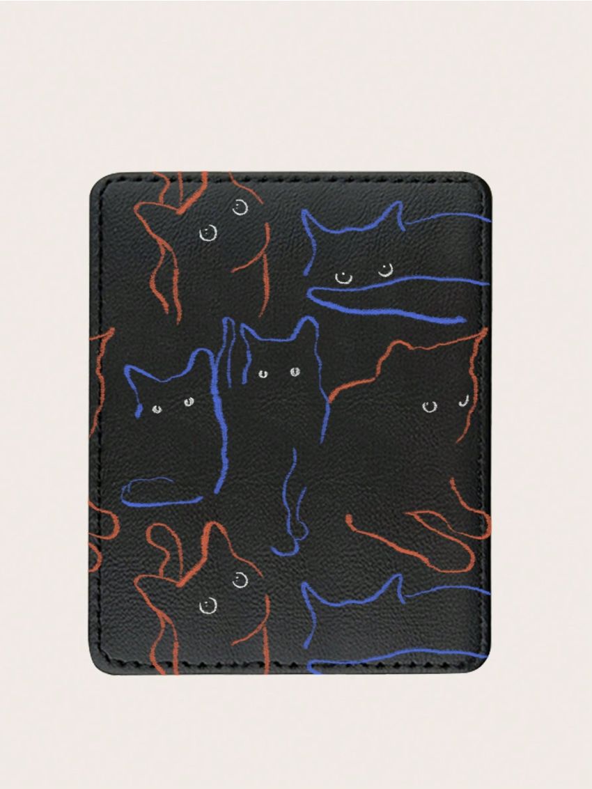 Oh Thais 1pc Stylish Multifunctional Black Cat Cardholder
