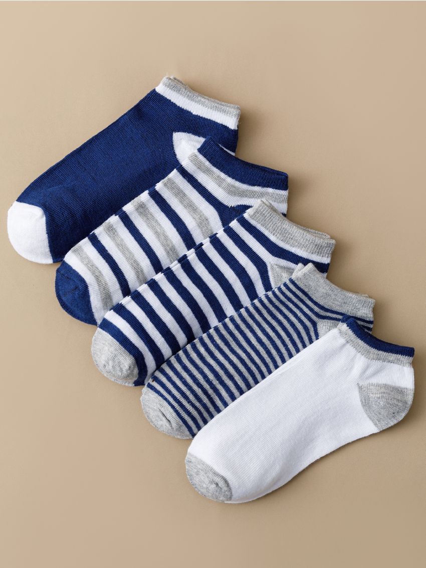 5pairs Men Striped Print Ankle Socks