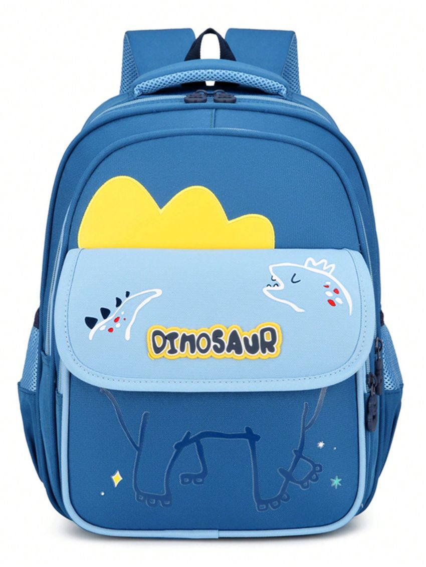 Boys' Backpack For Primary School Students Grade 1-4 With Cartoon Dinosaur Pattern