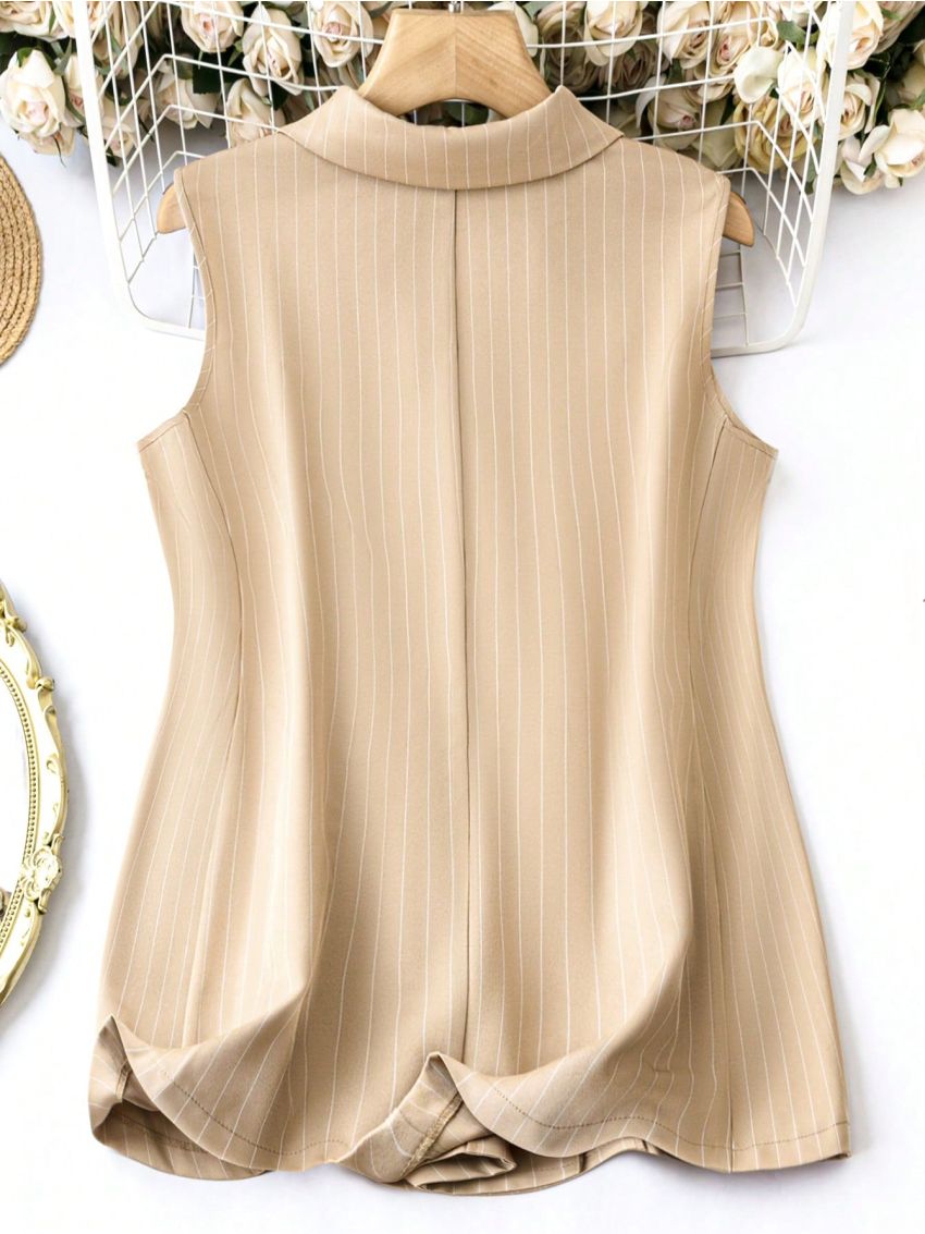 SHEIN LUNE Plus Size Women's Striped Suit Vest