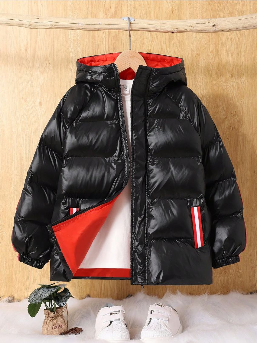 SHEIN Tween Boy 1pc Hooded Puffer Coat