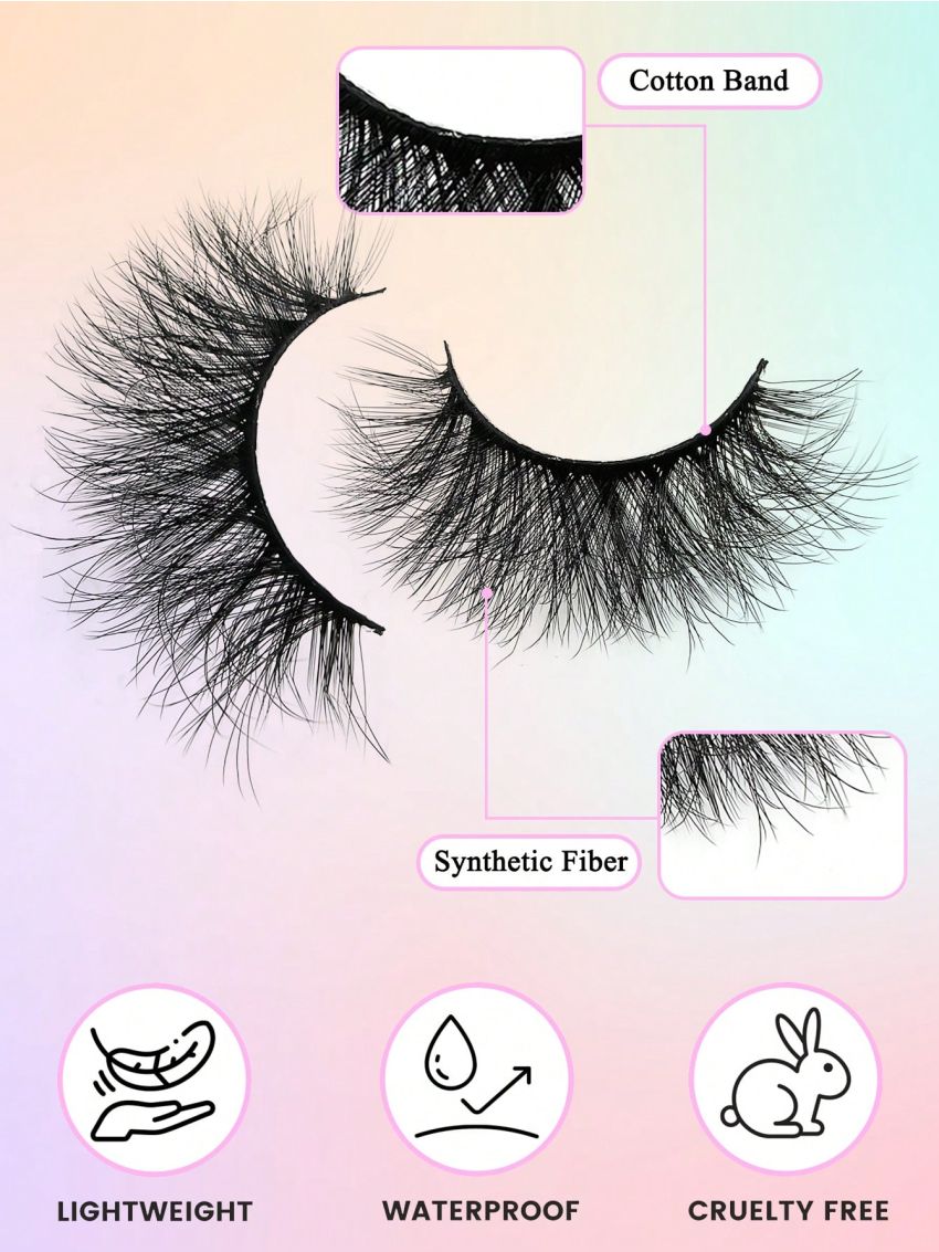 False Eyelashes 3 Pairs Fluffy Volumized Eyelashes Lashes Dramatic Look 3D Wispy Faux Mink Lashes