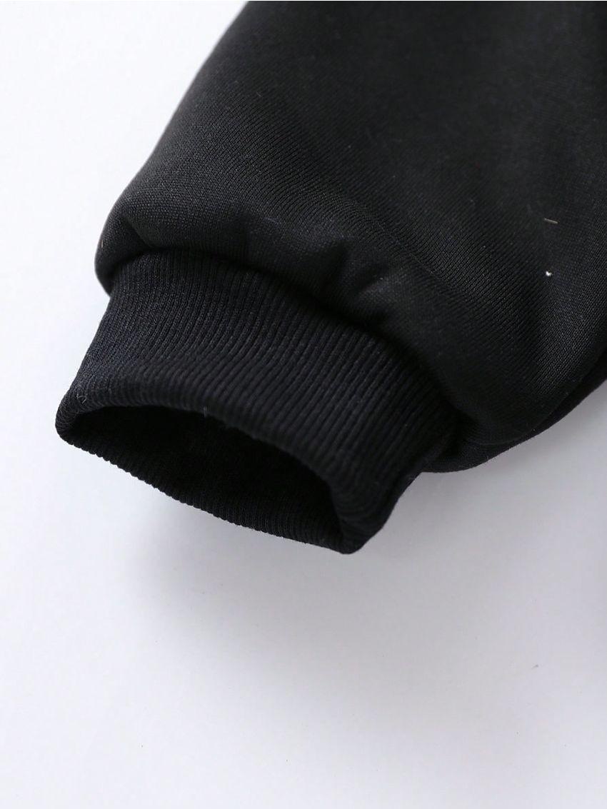 Teen Boys' Thickened Baseball Jacket With Printed Pattern For Leisure