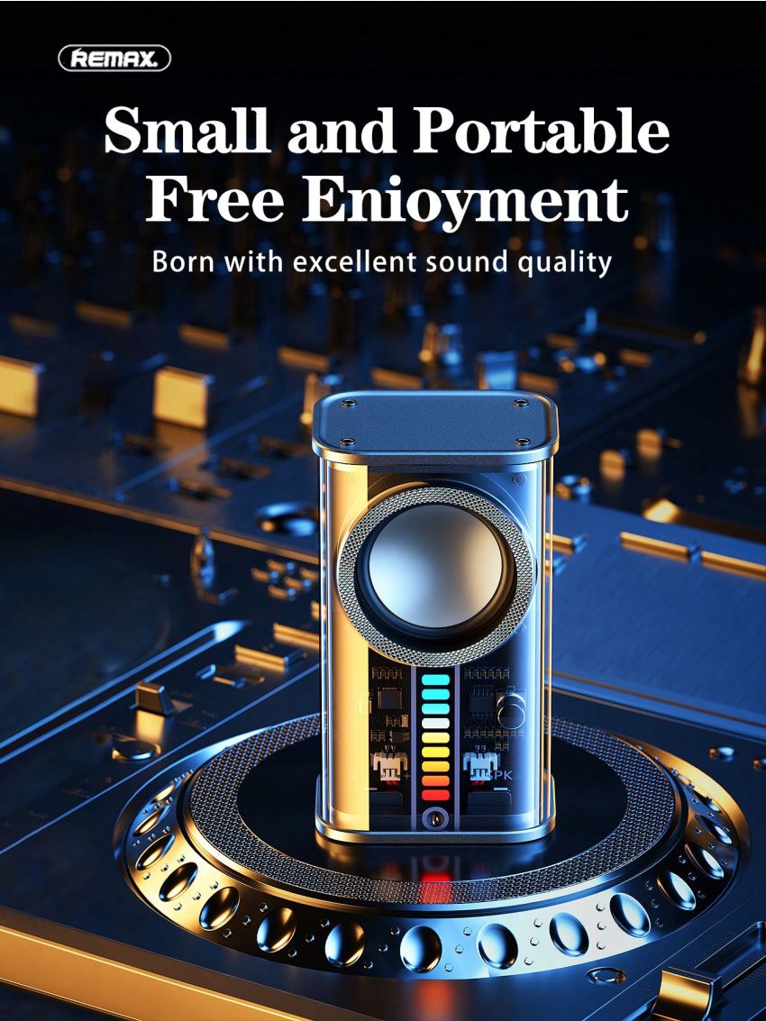 Remax Outdoor Portable Wireless Speaker,2-speaker Interconnection for 3D Surround Sound,Shocking Heavy Bass,2-device Interconnection,Suitable For Travel, Camping, Party,FCC&CE Certification,Black