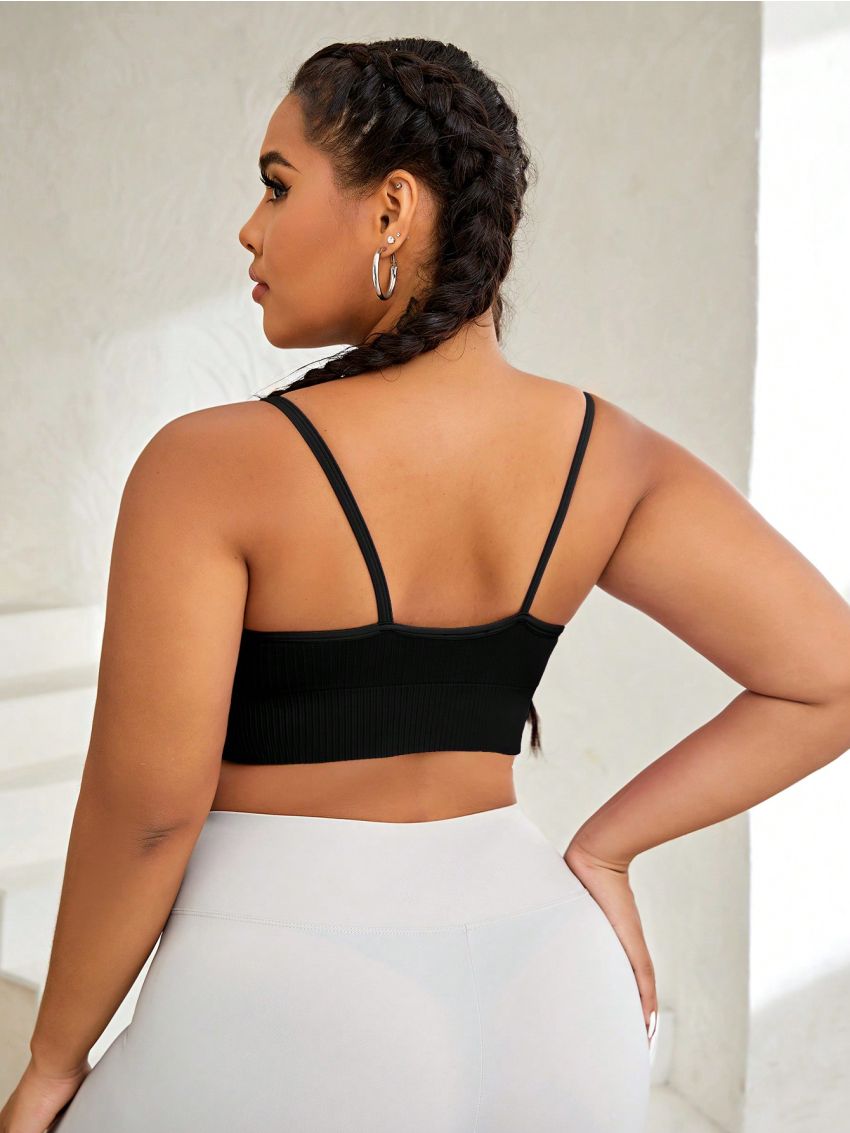 Yoga Basic Plus Size Women'S Sports Bra With Cross Straps